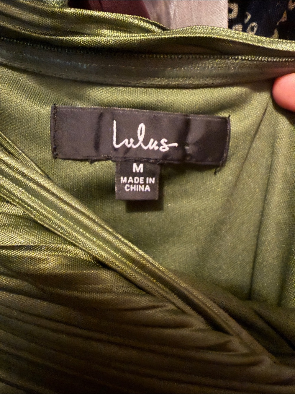 Lulu's Olive Green One-Shoulder Pleated Gown - Picture 3 of 3